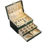 Jewelry Boxes for Women Multifunctional Three Layer Leather Jewelry Box With Lock Earrings Storage For Women