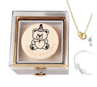 Jewelry Boxes,Rotating Birthday Cake Bear Cake Ring Holder - Romantic Storage Case for Earring Bracelets Keepsake Travel Women Girls Brides Living Room Bedroom