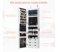 Jewelry Cabinet Lockable Wall/Door Mounted Jewelry Armoire 5 LED Light Xmas Gift
