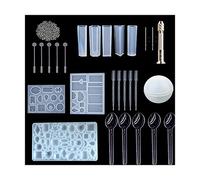 Jewelry Casting Molds Epoxy Resin Casting Mold Includes Pyramid, Sphere, Cube, Cone, Stone, Diamond with Tools Set for DIY Making Craft Home Decor