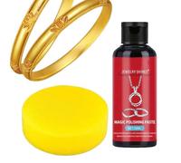 Jewelry Cleaner - 50ml Ring Polish for Scratch Removal | Long Lasting Paste with Sponge & Shine Restoring Formula for Necklace, Chain, Jade and Platinum, 3x3x9.5cm