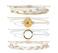jewelry Cute Bracelets for Teen Girls Sunflower String Bracelet Summer Ocean Anklets Surfer Beach Bracelet Adjustable Waterproof Handmade Bracelets Anklets for Women Men Gifts for Teen Girls Bracelet