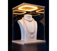 Jewelry Display Acrylic Case with Led Light, Clear Figure Organizer Boxes 4x4 8x8 12x12 in, Dustproof Dollhouse Showcase for Lego Toys(10x10x40cm(4x4x16in))