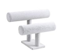 Jewelry Display Stand, 2 Tier T Shape Bracelet Holder,T-bar Velvet Watches Necklaces Safekeeping Shelf, Jewelry Showcase, Home Organizer Decorative Chains Storage Rack (8.6 in&0.2 in Show Length)
