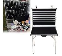 Jewelry Display Stand, Folding Earring and Necklace Organizer with Hooks, Market Stall with Wheels, Portable Jewelry Holder (70x50cm)