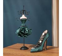 Jewelry Display Stand Mini Model Mannequin Dress and High Heels, Vintage Necklace Earring Ring Holder Jewelry Storage Case, Trinket Box Decoration Gift for Women Girls (J)