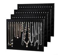 Jewelry Display Stands Set of 4 with 17 Hooks and Leather, Designed for Organized Necklace and Bracelet Display in Stores or Personal Collections