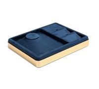 Jewelry Display Tray, Metal Frame Organizer with Suede Insert for Necklaces, Earrings, Rings Storage Tray for Vanity Gift wrapping(Donker Blauw)