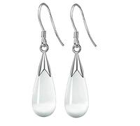 Jewelry Earrings 925 Opal Silver Earrings Drop Women's Drop Earrings Heart Earrings for Women Valentines Day (White, One Size)