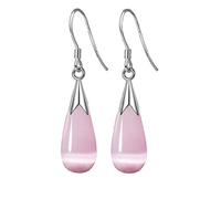 Jewelry Earrings 925 Opal Silver Earrings Drop Women's Drop Earrings Heart Earrings for Women Valentines Day (Pink, One Size)