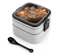 Jewelry Feast Bento Box 1000ml Leak Proof Lunch Container with Removable Dividers & Spoon - BPA-Free PP Stackable Lunch Box for Work, Office, Picnic, Travel, Dining Out