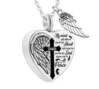 Jewelry For Ashes -No Longer By My Side Forever In My Heart Pendant Necklace For Ashes Grandma Grandpa Mom Dad Papa Nana Sister … Personalized Necklaces for Mom