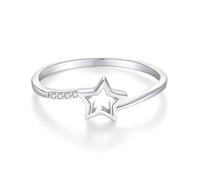 Jewelry for Women Rings, Western Ring Twisted Design with Star and Round Diamond 14K White Gold Size U 1/2