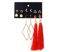 jewelry for women Women Silver Earrings, Boho 6Pairs/Set Colorful Long Tassel Women Drop Earrings Alloy Irregular Geometric Jewelry Brincos Gifts For Girlfriend, Wife, Sister, Daughter, Mother On