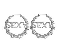 jewelry for women Women Silver Earrings, Punk Hoop Earrings Charm Gold Silver Color Letter Sign Basketball Wives Major Jewelry For Summer Party Gifts For Girlfriend, Wife, Sister, Daughter,
