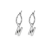 jewelry for women Women Silver Earrings, Silver Color 26 Letter M H Pendant Women Man Hoop Earrings Punk Unisex Trendy Jewelry Bijoux Gift Gifts For Girlfriend, Wife, Sister, Daughter, Mother On