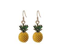 Jewelry Gold Pineapple Fruit Earrings Pineapple Drop Dangle Earrings Cute Fruit Food Birthday Gifts For Women Clip on Hoop (A-Yellow, One Size)
