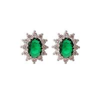 jewelry Green Gemstone Alloy Stud Earrings Princess Diana Royal For Women special day jewelry