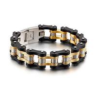 Jewelry Heavy Mens Women Stainless Steel Motorcycle Bicycle Biker Bike Chain Bracelet Bangle Gold Black Two-Tone Polished