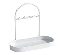 Jewelry Holder - Necklace Organizer with Hooks and Base Tray for Earrings Bracelet storage, vertical display design style structure, stable weight base + anti-hook system, durable meta