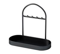 Jewelry Holder - Necklace Organizer with Hooks and Base Tray for Earrings Bracelet storage, vertical display design style structure, stable weight base + anti-hook system, durable meta