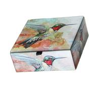 Jewelry Holder with Artistic Hummingbird Versatile Jewelry Casket with Glasses Painting Case for Accessory Organization