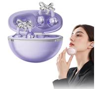 Jewelry-Inspired Clip-On Earbuds, Stylish Open Ear Clip On Earbuds, with Removable Butterfly Earring, Open Ear Bluetooth 6.0 Wireless Headphones for Work, Running, and Daily Wear (purple)
