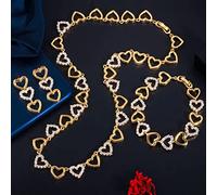 Jewelry Lovely Women Engagement Party Heart Shape Necklace Earring Bracelet 3 Pcs Cubic Zirconia Jewelry Set For Wedding