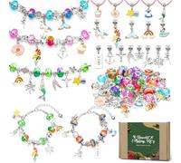 Jewelry Making Kit with Unicorn Pendants, Beads, DIY Charm Bracelet & Necklace Craft Set, Creative Arts & Crafts Gift for Girls, Birthday, Christmas and Valentine's Day, Complete Beginner Set