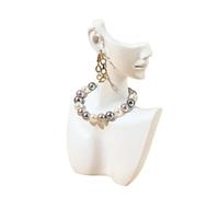 Jewelry Mannequin Bust 1pc Resin Side Face Mannequin Jewelry Display Stand Head Bust Portrait Necklace Bracelet Jewellery Storage Rack Holder(White M)