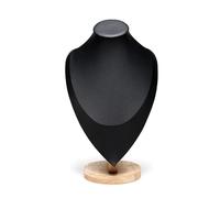 Jewelry Mannequin Bust 1pc Wooden Mannequin Bust Necklace Display Stand Portrait Model Neck Pendant Jewellery Storage Rack Holder Window(Black,L)