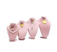 Jewelry Mannequin Bust 1pcs Jewelry Stand Organizer Silky Velvet Jewelry Display Necklace Pendants Mannequin Model Bust Show Exhibitor(Pink,S)