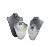 Jewelry Mannequin Bust 1pcs Jewelry Stand Organizer Silky Velvet Jewelry Display Necklace Pendants Mannequin Model Bust Show Exhibitor(GRAY,L)