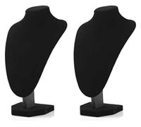 Jewelry Mannequin Bust 2pcs/Black Velvet Necklace Small Holder Stand Display Stands Mannequin Bust Jewelry Organizer Displays