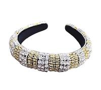 Jewelry Metal Chain Headband Luxury Multi Rows Colorful For Rhinestone Hair Hoop Retro Sponge Padded Wide