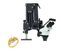 Jewelry Micro Inlaid Mirror,LED Diamond Stereo Microscope w/77mm Bracket,75mm Lens Circle&0.5XObjectives,Adjustable 7X-45X Focal Length (20X)