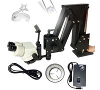 Jewelry Microscope with 7x-45x Magnification, Multi-Directional Viewing, 10x Eyepieces, Spring Bracket, and Ring Light for Precision Jewelry Making and Inlay Work