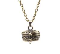 Jewelry Necklace Openable Memorial Locket Aged Brass Tone Vintage Pendant Chain for Daily Remembrance Wear Memory Necklace Remembrance Pendant Vintage Locket Jewelry Brass Tone Chain Wearable Openable