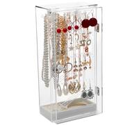 Jewelry Necklace Stand, Rotatable Acrylic Chain Stand 152 Holes, More Storage Chain Holder Jewelry Storage Chains Storage Watch Stand with Velvet Tray for Rings Earrings Bracelets