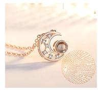 Jewelry/Necklaces Moon Shape, Miniature Carving Craftsman, Contains One Hundred Languages I Love You, Light Luxury Necklaces for Women Women's Pendants