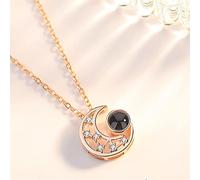 jewelry/necklaces moon shape, miniature carving craftsmanship, contains one hundred languages i love you, light luxury necklaces for women women's pendants