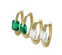 jewelry New For Trendy 2025 Sterling Single Square Colors Zircon Hoop Geometric Earrings For Women Simple Round Buckles Jewellery Jewelry Fashion Accessories Creative Gift jewelry