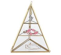 Jewelry Organizer, 3 Tier Glass Pyramid Jewelry Organizer Vintage Jewelry Display Stand Triangle Cone Shape Jewelry Rack for Necklaces, Earrings