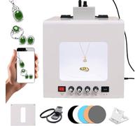 Jewelry Photography Light Box Kit with 360° Electric Rotating Feature, 4PCS Fill Lights-Adjustable Brightness,Mini Photo Studio Softbox,Support Jewelry Hanging or Placing 20cm