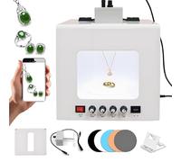Jewelry Photography Light Box Kit with 360° Rotating Feature, Adjustable Fill Lights, Softbox for Professional Studio Quality Images