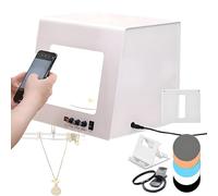 Jewelry Photography Light Box Kit with 360° Rotating Feature and Adjustable Brightness Fill Lights, Mini Photo Studio Softbox for Jewelry Display