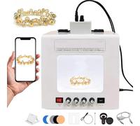 Jewelry Photography Light Box Kit with Turntable, Adjustable Brightness, 4 Fill Lights, Ideal for Hanging or Placing Jewelry, Easy Setup, 11/15cm Turntable Diameter