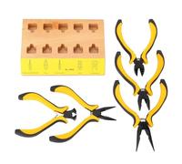 Jewelry Pliers Set Alloy Steel Rubber 4 Inch Earring Craft Making Pliers Kit with Wooden Base Fine Engineering Multifunctional Ergonomic Design for Jewelers Watchmakers