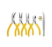 Jewelry Pliers Set Metal Jewelry Making Pliers Cutter Chain Round Bent Nose Beading Tools Kit for DIY Crafting and Repair(Yellow 6pcs)