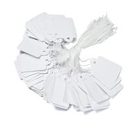 Jewelry Price Tags 1200pcs/Lot Rectangular Paper Price Tag White Wooden Blank String Watch Jewelry Crafts Price Display Cards Package Hang Tag Card for Clothing, Jewelry(White,22x35mm)